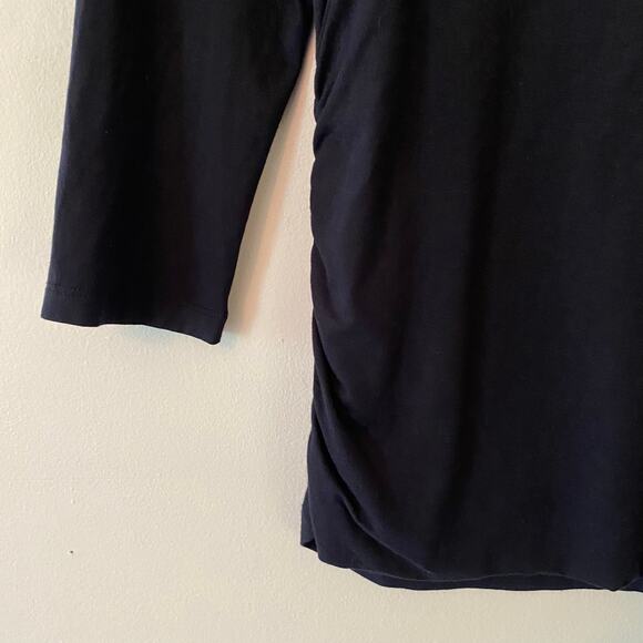 Hobbs London Women's size Small Maternity Navy Blue Rouched 3/4 Sleeve Top - Picture 4 of 7